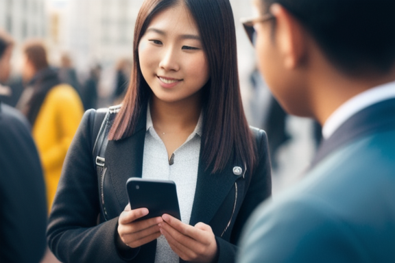 A person using a smartphone to communicate with people from different countries