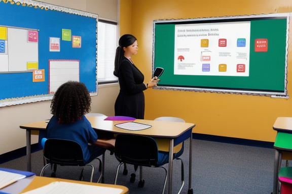 A teacher using interactive technology in the classroom