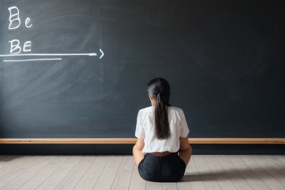 Person in front of blackboard