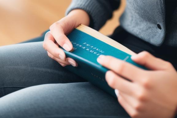 Person holding a book with English verbs