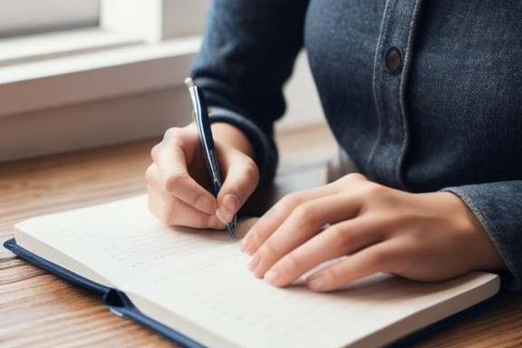 Person writing on a notebook e desenvolvendo as habilidades de redação em inglês