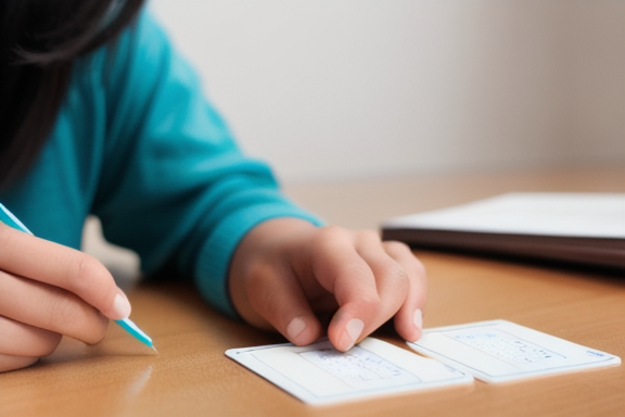 Person using flashcards