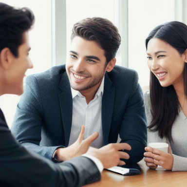 Group of friends having a lively conversation