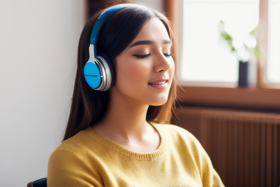 Person listening to music while practicing pronunciation