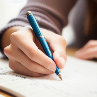 Mulher escrevendo em um caderno