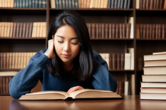 Person studying with books