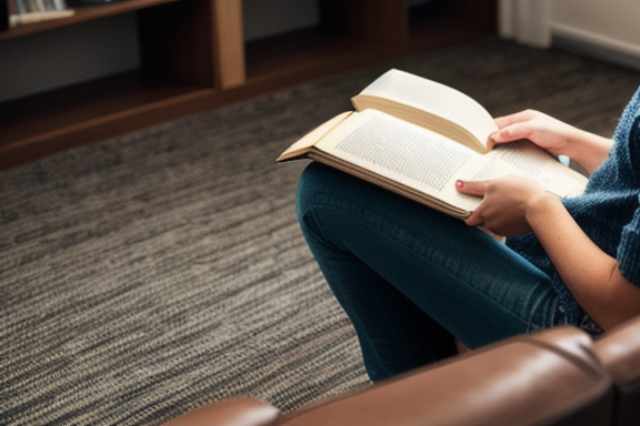 Person reading a book with opposite words highlighted