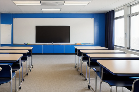 Classroom with interactive whiteboards