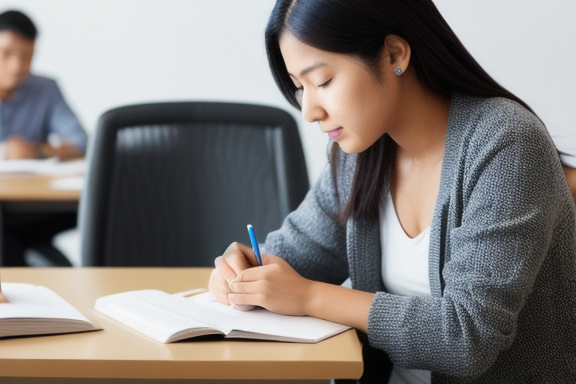 Person studying for an English proficiency test