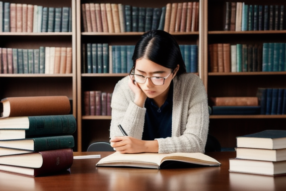 Person studying with focus