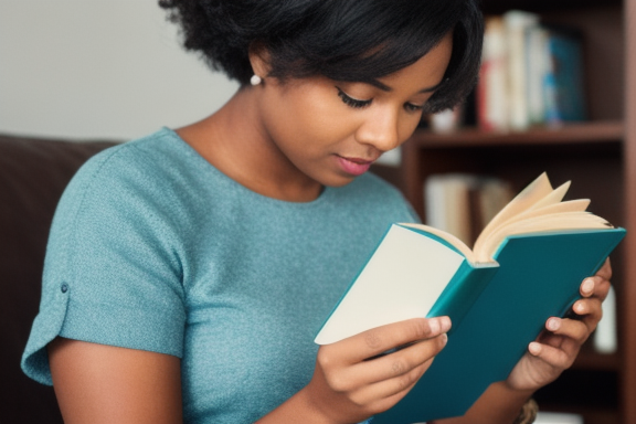 Person reading a book with a magnifying glass