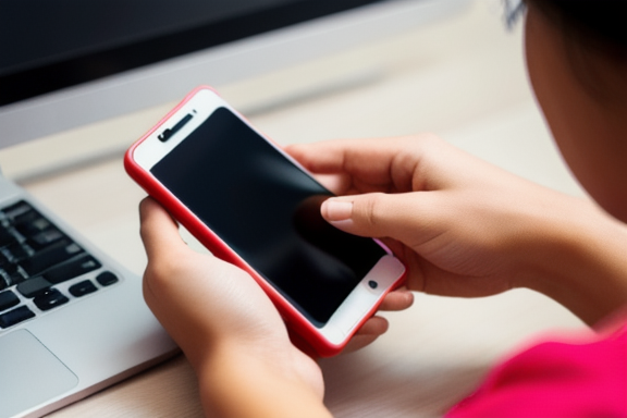 A person using a smartphone to learn English